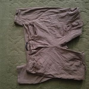 Mauve distressed mid-rise jeggings